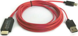 Aculine Kabel HDMI-Stecker - MHL 1.8m Rot