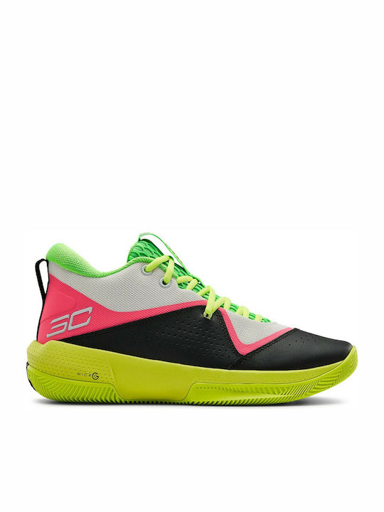 SC 3ZER0 IV cu talpă joasă Pantofi de baschet Alb / High Vis Yellow / Skylight