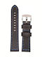 Tzevelion Curea din piele Negru/Albastru 24mm