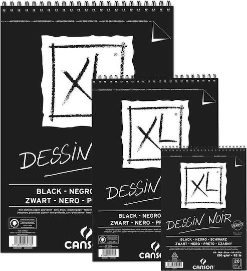 Canson Sketch Pad Dessin Noir A4 29.7x21cm 40 Sheets Black Paper