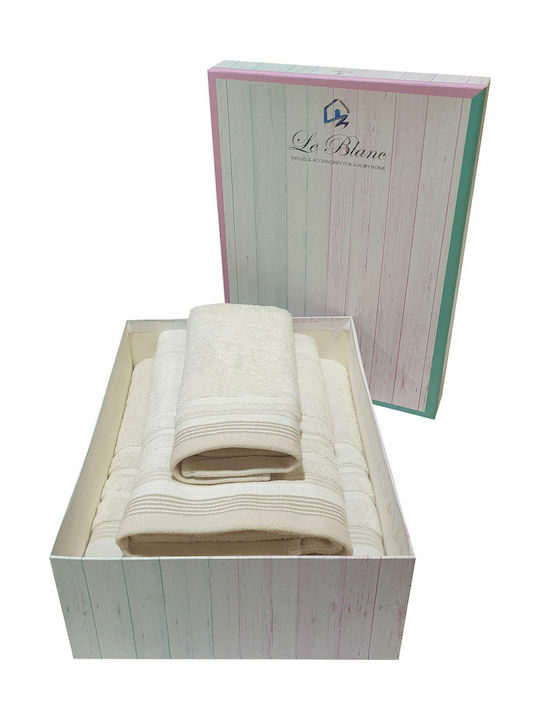 Le Blanc Bath Towel Set 3pcs Satin Stripe Sand ...