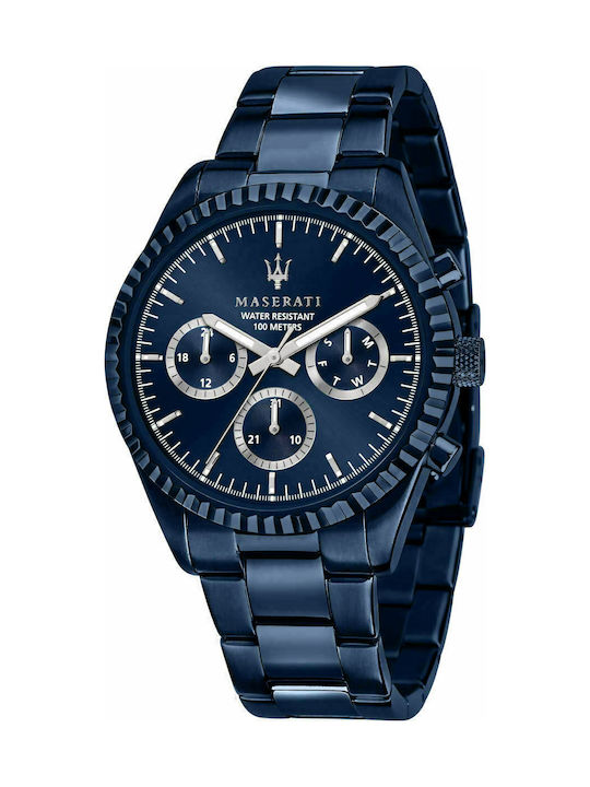 Maserati Blue Edition Uhr Batterie mit Blau Metallarmband