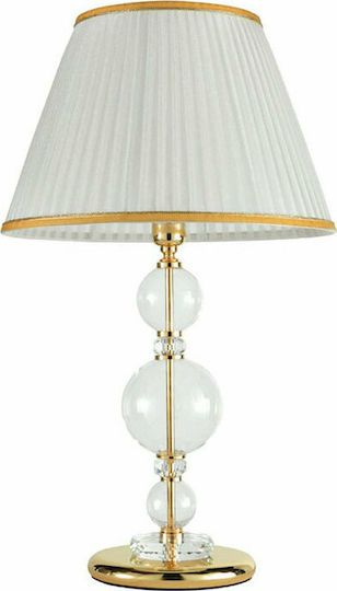 Ondaluce Bach Glass Table Lamp for Socket E27 with White Shade and Transparent Base