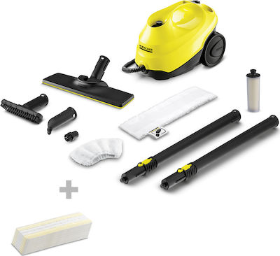 Karcher SC 3 EasyFix Dampfreiniger Druck 3.5bar mit Rädern Set mit Ersatz-Wischbezügen