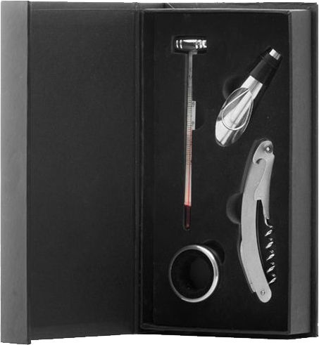 Bravissima Kitchen Комплект аксесоари за вино в Луксозен Калъф 4бр V0200729