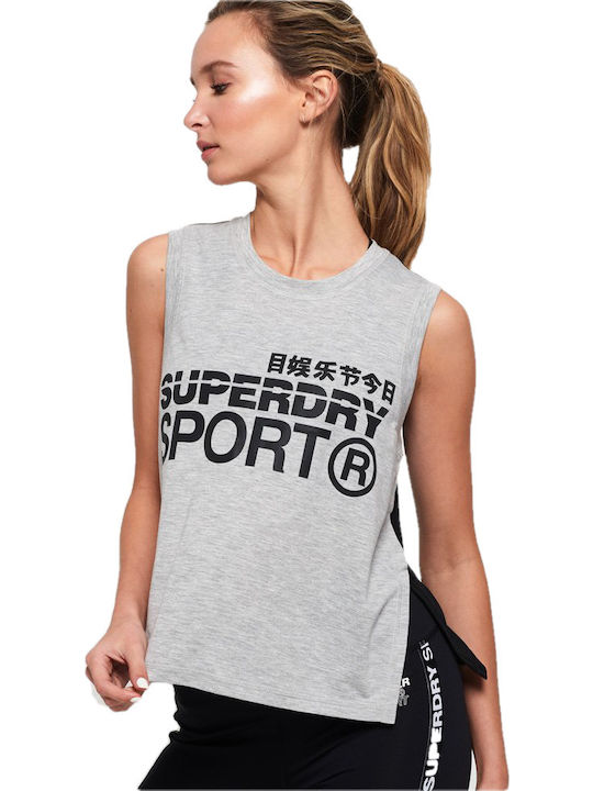 Superdry Active Loose Vest Damen Sportlich Bluse Ärmellos Gray