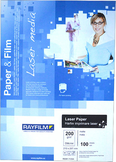Rayfilm Φωτογραφικό Χαρτί Matte A4 (21x30) 200gr/m² για Εκτυπωτές Laser 100 Φύλλα