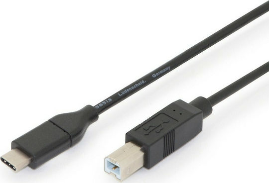 Digitus USB 2.0 Cable USB-C Male - USB-B PD Black 1.8m