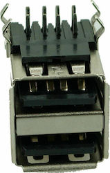Powertech Usb 2.0 Connector Double Up Silver Black (CON-U007) Powertech Usb 2.0 Connector Double Up Silver Black (CON-U007)