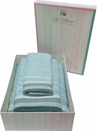Le Blanc 3-tlg. Set Badetücher Satin Stripe Petrol In a box Gewicht 500gr/m²