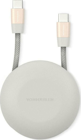 Vonmählen Braided Retractable USB 2.0 Cable USB-C Male - USB-C Rose Gold 1m