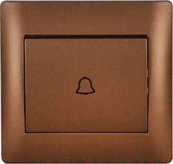 Elmark Rhyme Complete Wall Push Bell Button with Frame Brown 11186