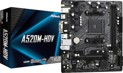 ASRock A520M-HDV Motherboard Micro ATX με AMD AM4 Socket