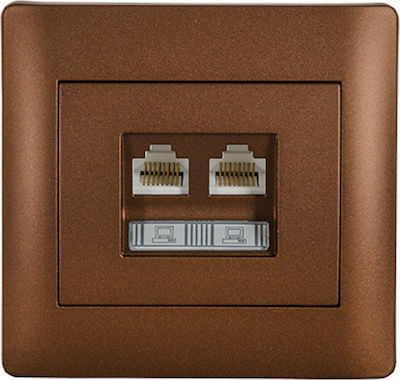 Elmark Rhyme Double Network Socket RJ45 Brown 11716