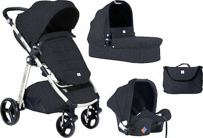 Kikka Boo Ugo 2020 3 in 1 Adjustable 3 in 1 Baby Stroller Suitable for Newborn Light Black Melange