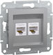 Schneider Electric Asfora Front Double Network Socket RJ45 Cat5 Silver EPH4400161