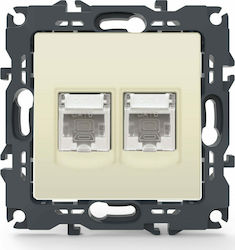 Aca Prime Doppelter Netzsteckdose RJ45 ohne Rah...