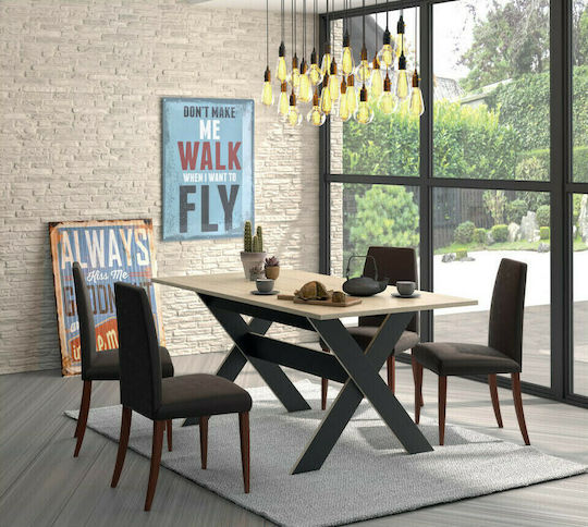 Medoc Τραπέζι Τραπεζαρίας Ξύλινο Natural Chestnut/black 160x90x76εκ.