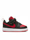 Court Borough Low 2 Kids Sports Shoes with Hoop & Loop Closure Black White University Red