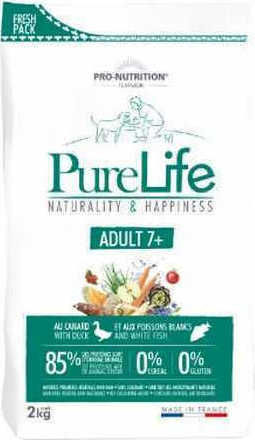 Flatazor Pure Life Adult 7+ 2kg Ξηρά Τροφή χωρίς Σιτηρά για Ηλικιωμένους Σκύλους με Πάπια και Ψάρια