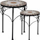 Auxiliary Outdoor Table with Ceramic Surface and Metal Frame Multicolour 30x30x38cm