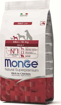 Monge Daily Line Mini 3kg Dry Food for Adult Dogs of Small Breeds with Chicken