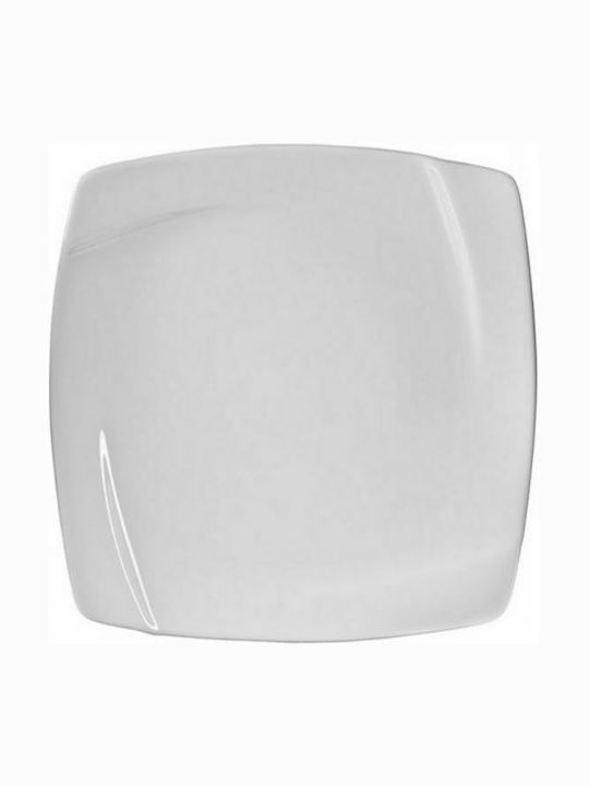 Karvounis Plate Shallow Square made of Porcelain White 27x27cm