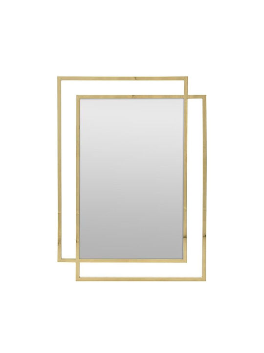 Inart Καθρέπτης Τοίχου με Χρυσό Μεταλλικό Πλαίσιο 110x80cm