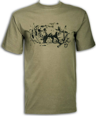 Toxotis Active Wear T-shirt Wild boar in Khaki color 05GP