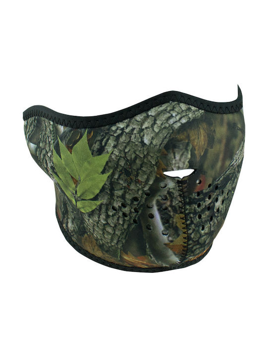 Zan Headgear Forest Camo Half Face Αναβάτη Μοτοσυκλέτας Neoprene Πράσινο Χρώμα