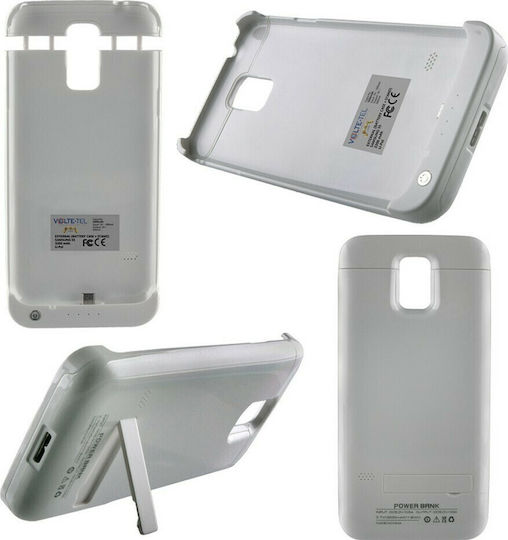 Book Case Battery+Stand Πλαστικό Λευκό (Galaxy S5)