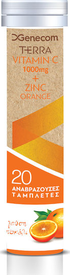 Genecom Terra Vitamin C 1000 mg & Zinc Multivitamin for Energy & Immune System Boost 1000mg Orange 20 eff. tabs