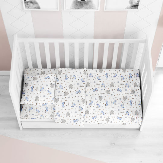 Dimcol Elephant Baby Sheet Crib Cotton Fitted Orange 70x140cm
