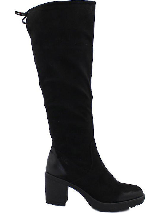 S.Oliver Δερμάτινες Γυναικείες Μπότες με Μεσαίο Τακούνι Μαύρες