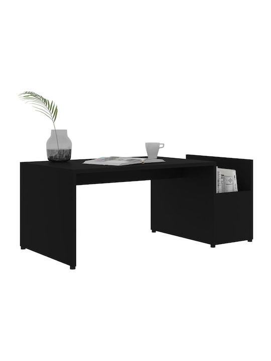 Rectangular Coffee Table Wooden Black Velvet-Black Metal L90xW45xH35cm.