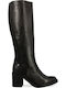 Xti Synthetic Leather High Heel Women's Boots with Zipper Black