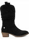 Xti Wildleder Damen Cowboy-Stiefeletten mit mittlerem Absatz Schwarz