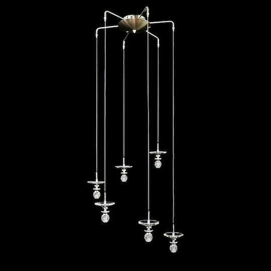 DITS Lighting Acc Hängelampe Silber mit Kristallen
