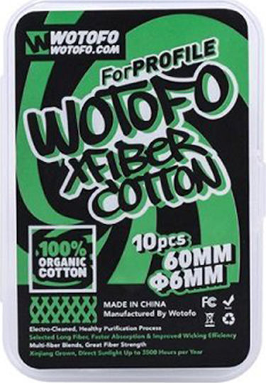 Wotofo Xfiber Agleted Cotton για ατμοποιητές Profile 6mm 10τμχ