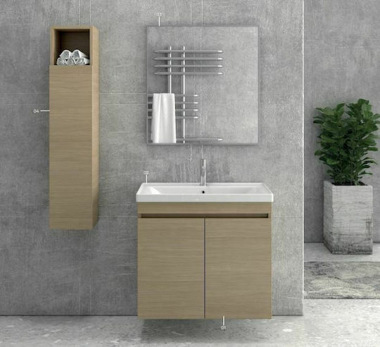 Karag Sava 80 Πάγκος με Νιπτήρα Μελαμίνη Μ77.5xΒ46xΥ63cm Εκρού