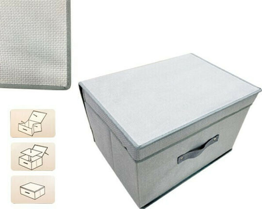 Fabric Storage Box with Lid Gray 30x40x25cm