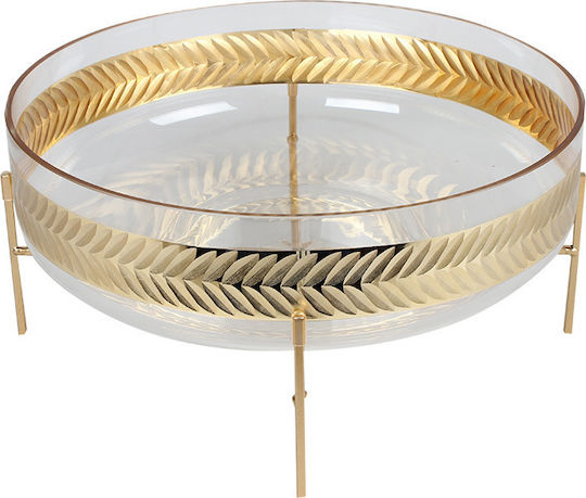 Keskor Dekorative Schüssel Glas Sockel Gold 33x33x15cm 1Stück