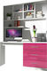 Raj 3 Kinderschreibtisch mit Bibliothek aus Melamin Fuchsie 120x53x192cm