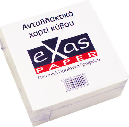 Exas Paper Note Pads in Cube 500 Sheets White 9x9pcs 015000001