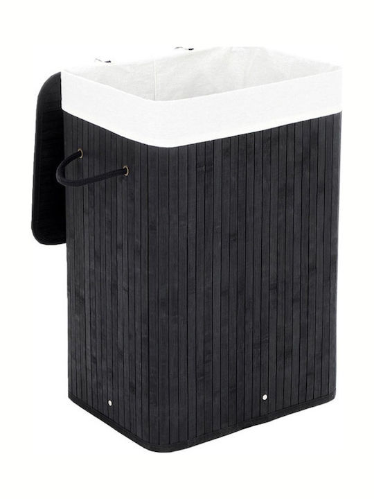 Songmics 72lt Πτυσσόμενο Μπαμπού Μαύρο Laundry Basket Bamboo Folding with Cap 40x30x60cm Black