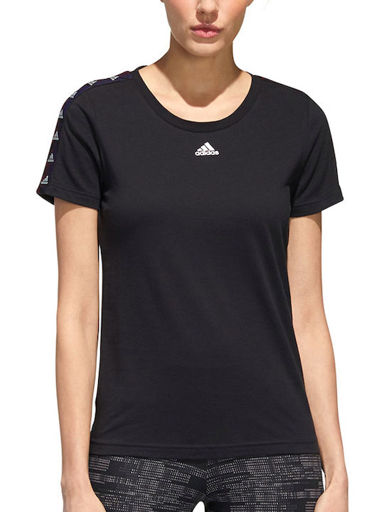 Adidas Essentials Tape Women's Athletic Cotton Blouse Short Sleeve Black