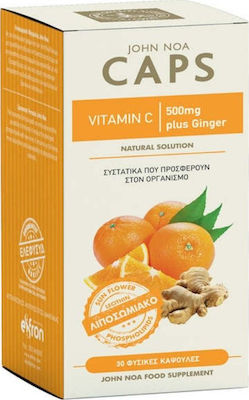 John Noa Vitamin C Plus Ginger Vitamin for Energy & Immune System Boost 500mg 30 caps