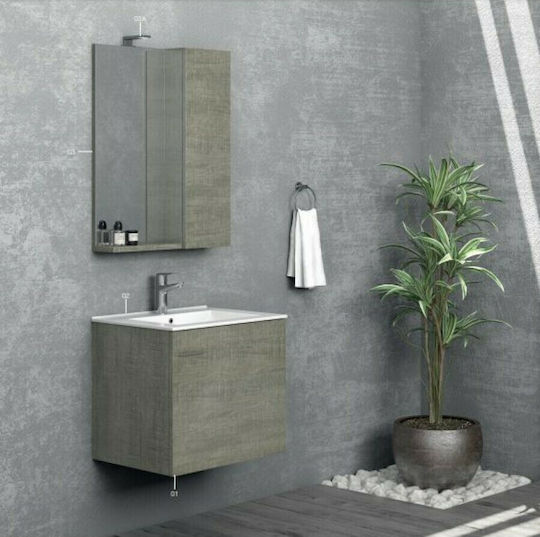 Karag Bitola 60 Πάγκος με Νιπτήρα Ματ Λάκα Μ58.5xΒ45xΥ53cm Πράσινος