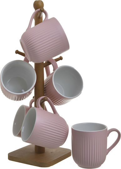 Inart Becher aus Porzellan Rosa 220ml 6Stück Inart Becher aus Porzellan Rosa 220ml 6Stück