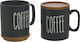 Inart Coffee Mug from Porcelain with Lid Black 200ml 2pcs